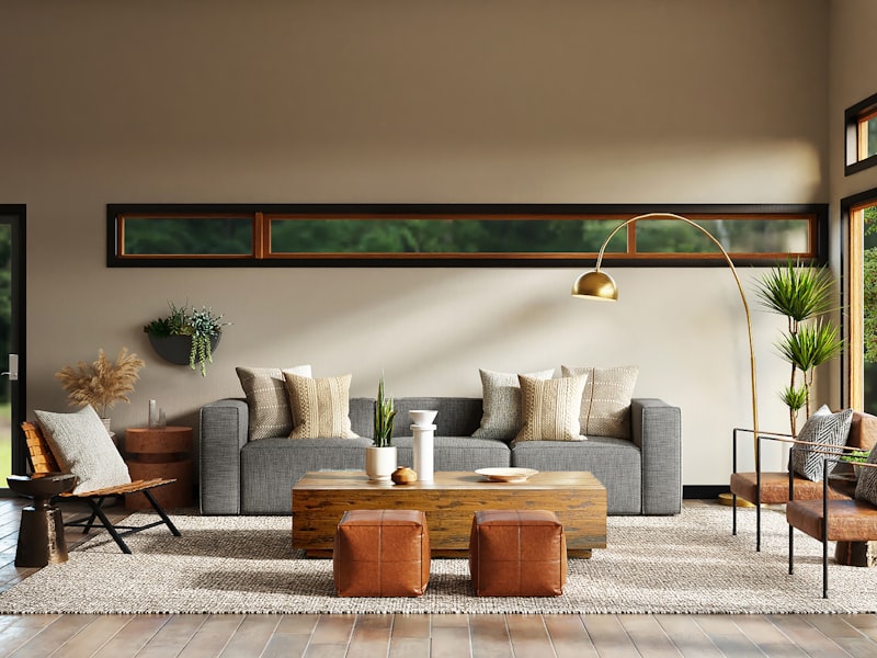 The main hallway featuring local Austin artwork and calming earth tones